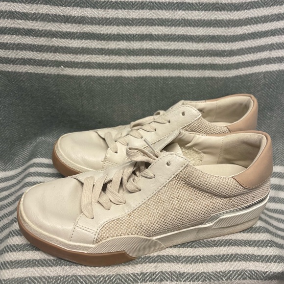 DV by Dolce Vita Shoes - DV by Dolce Vita Harryson Cream and Tan Sneakers with Minimalist Design Size 8.5